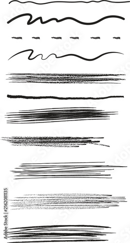 Set of handdrawn artistic brush strokes and lines