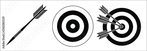 Dartboard and darts vector icon collection featuring target practice, precision game, competitive recreation, bullseye, aiming, sports entertainment, and classic pub game symbols.