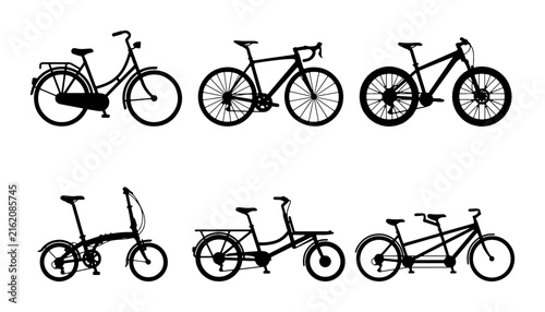 Diverse Bicycle Collection Vector Icons, Cycling Transport Variety, Urban Commute & Sport Bikes