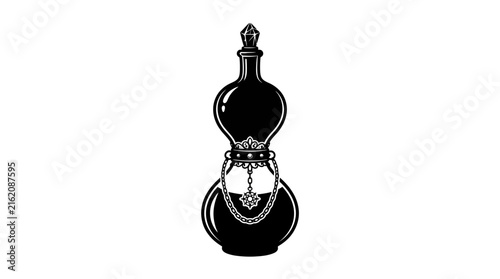 Принти на полотні Gothic potion bottle vector illustration, vintage magic elixir flask icon, dark