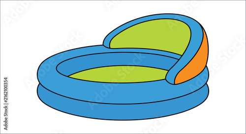 Canvas Print Inflatable kiddie pool with rounded seat and backrest is depicted in a vector il