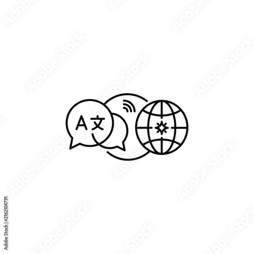 Chinese language chat and global communication icon set