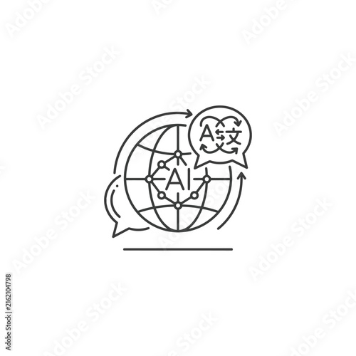Ai chatbot icon with global network and speech bubble