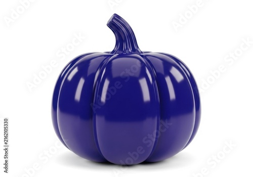 Glossy deep blue pumpkin on white background