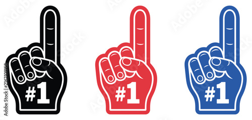 foam finger hand sign showing number one gesture for sports fans cheering and victory