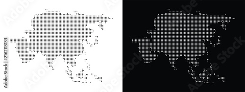 Dotted map of asia continent and