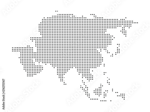 Dotted map of asia continent