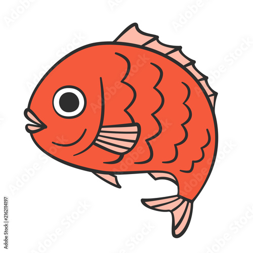 はねる鯛のイラスト　赤い魚のアイコン