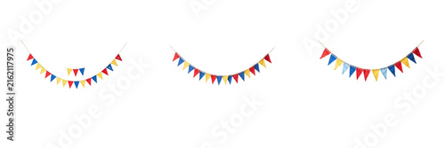 Set colorful fabric bunting flags hanging on string party garlands celebration banners festive decoration elements birthday party supplies carnival decorations