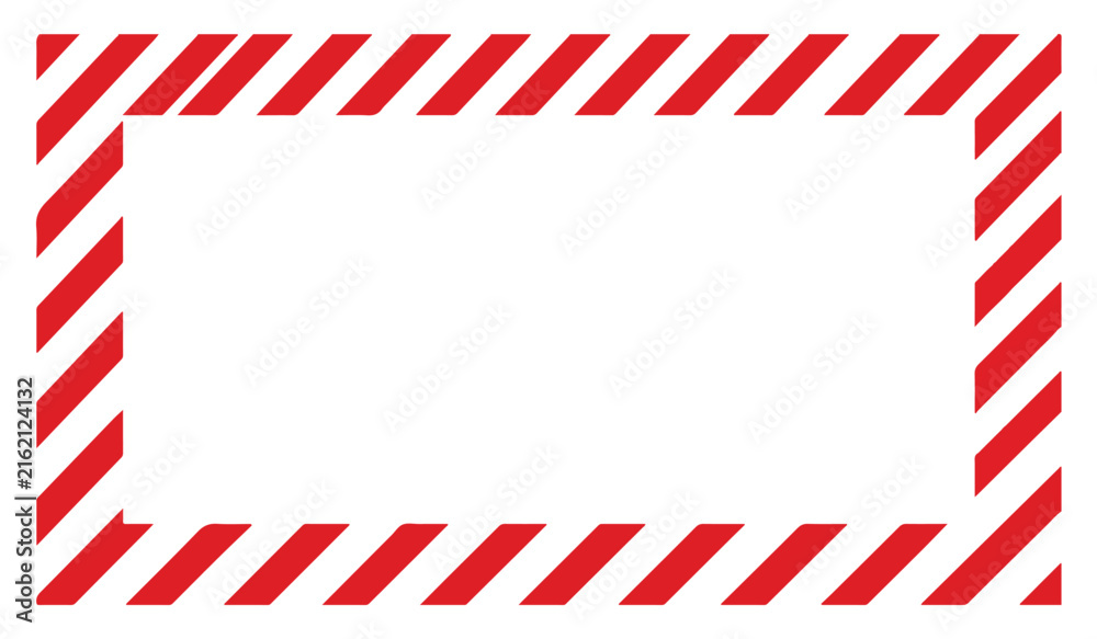 Obraz premium Red and white striped rectangular frame vector design, decorative border template for warning signs, labels, banners, posters, Christmas themes and graphic design.