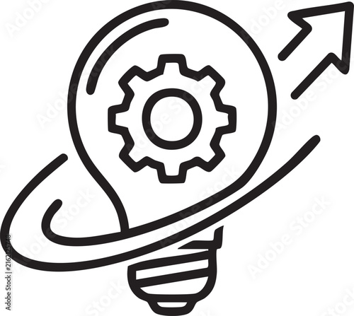 Light bulb with gear and arrow for business innovation concept