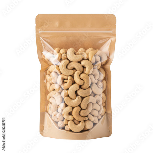 Brown paper bag filled with whole peanuts
