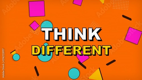 Animated think different text on pop art background