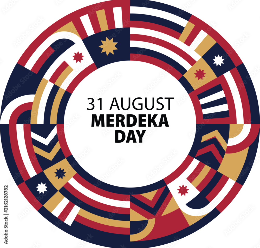 Obraz premium Malaysia independence day merdeka day celebration circular graphic design with national flag elements