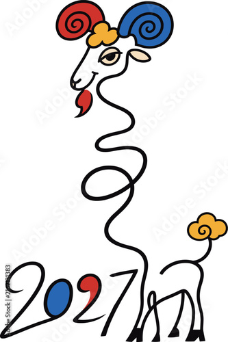 Stylized Line Art Goat for Year 2027
