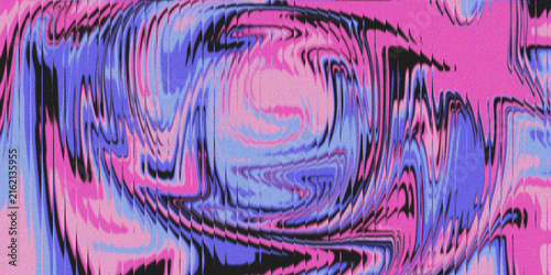 Obraz na plátne Abstract swirling liquid texture with pink and blue colors featuring grainy psychedelic wave patterns for modern design