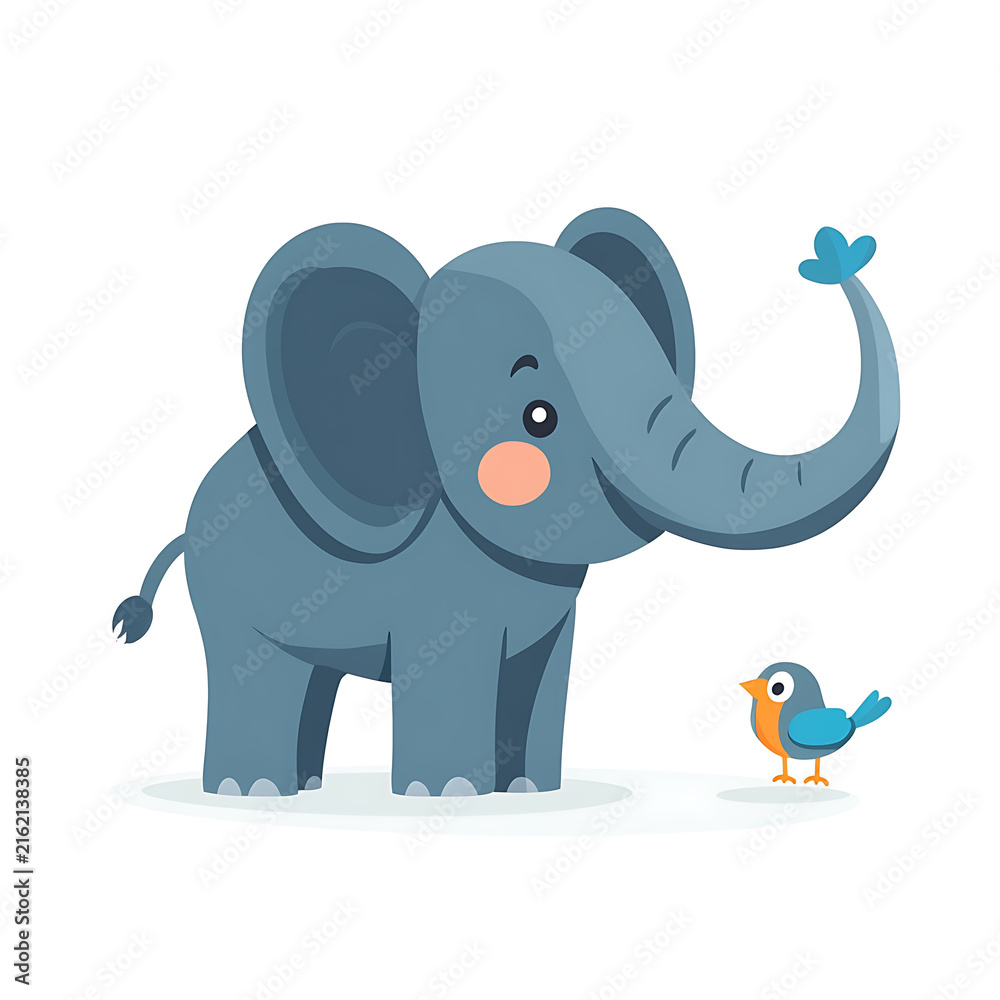 Naklejka premium Cute elephant illustration in flat vector style isolated on white background