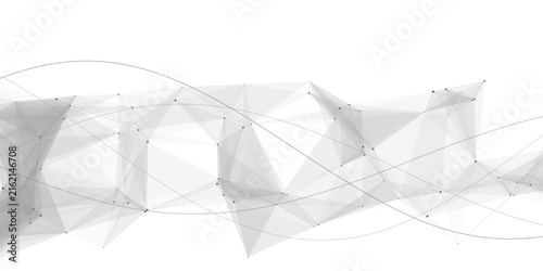 Abstract geometric pattern is made up of numerous triangular and polygonal facets .white and grey on light silver background. modern design for digital or print use, minimalistic texture for websites