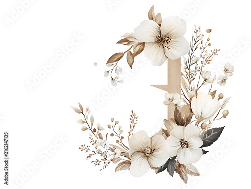 Decorative floral arrangement with blooming flowers and natural foliage