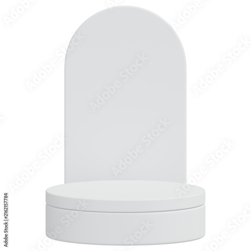 White Podium Product Display Minimalist Arch Pedestal Stage Stand For Modern Presentation 3D Illustration
