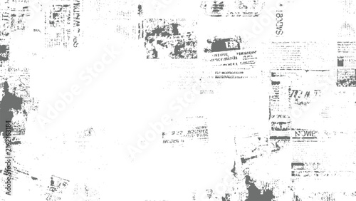 white abstract vintage newspaper collage texture background with torn edges