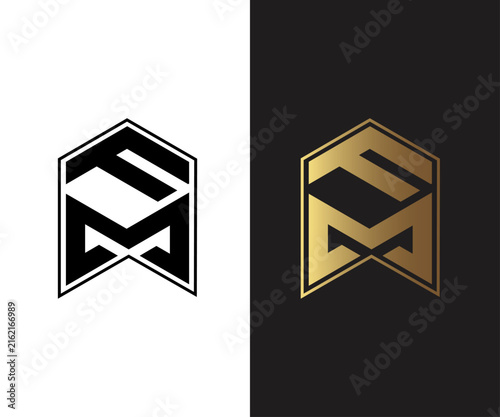 FM Letter Monogram Logo with Geometric Minimal Vector Design for Corporate Branding.
