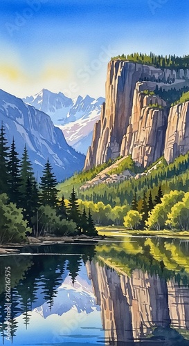 Dawn's Mirror: Majestic Peaks Reflected in Still Waters