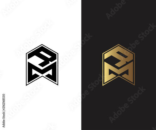 RM Letter Monogram Logo with Geometric Minimal Vector Design for Corporate Branding.