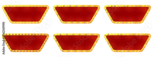 Vintage Marquee Sign Background with Red and Gold Border Design
