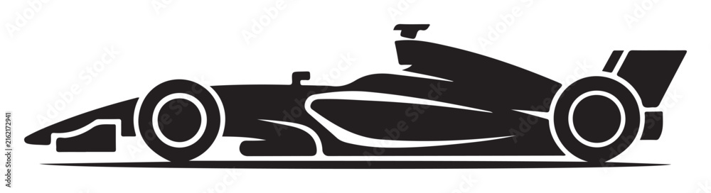 Fototapeta premium Formula 1 Race Car Silhouette on White Background