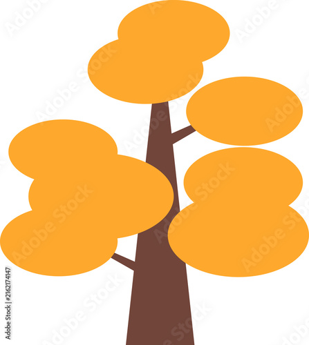 Autumn yellow tree set. Orange park trees, green branches, fall foliage, seasonal leaves Isolated illustration icons collection