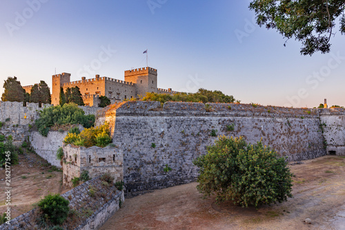 Canvastavla Palace of the Grand Master and Medieval Fortification Walls in Rhodes Old Town,
