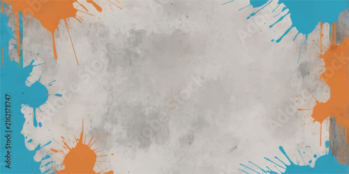 Abstract Watercolor Grunge Background with Floral Elements, Autumn Leaves, Vintage Paper Texture, Paint Splashes and Artistic Nature Pattern for Decorative Design and Wallpaper
