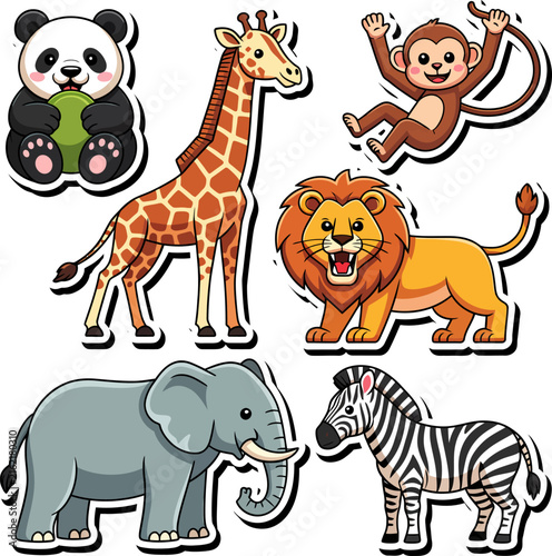 World Animal Day Elephant Wildlife Sticker Collection Featuring Cute Safari Animals And Nature Protection Symbols