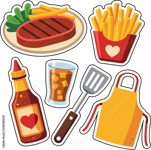 National Boyfriend Day Romantic Couple Sticker Set With Love Symbols, Sweet Expressions And Relationship Celebration Icons