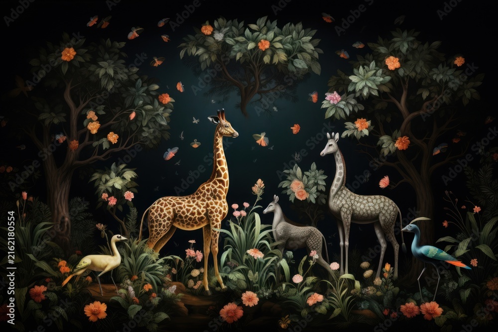 Naklejka premium Animal giraffe wildlife outdoors.