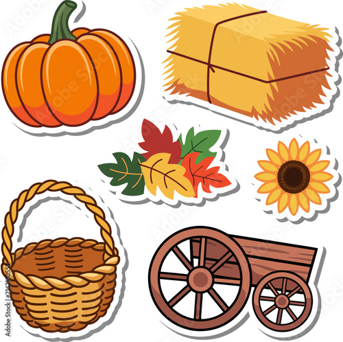 Oktoberfest Harvest Celebration Sticker Collection Featuring Autumn Food, Beer Festival Culture And Traditional German Elements