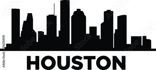 Houston skyline silhouette vector illustration with bold cityscape and modern urban architecture design