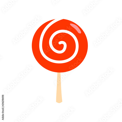 Bright round red white spiral candy stick sweet delicious sugary treat sugar.