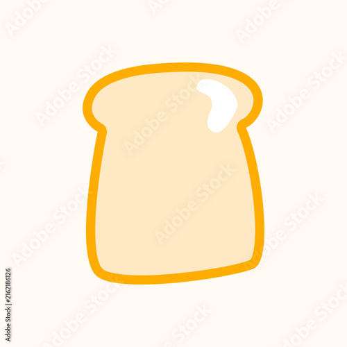 Simple yellow outline bread slice beige color cartoon illustration white food shape.