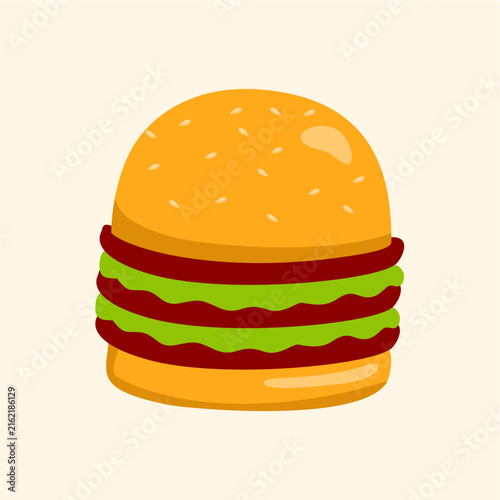 Sesame seed bun double meat patty green lettuce cheeseburger graphic food illustration.