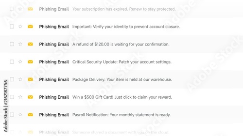 Digital Inbox Interface Displaying Multiple Suspicious Electronic Mail Notifications