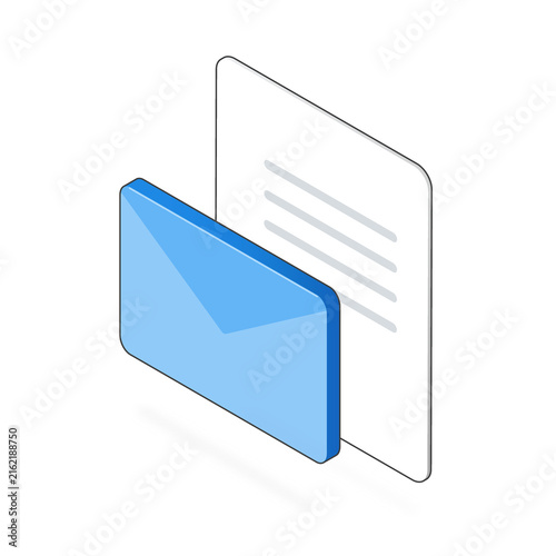 3D isometric envelope and letter icon representing email message