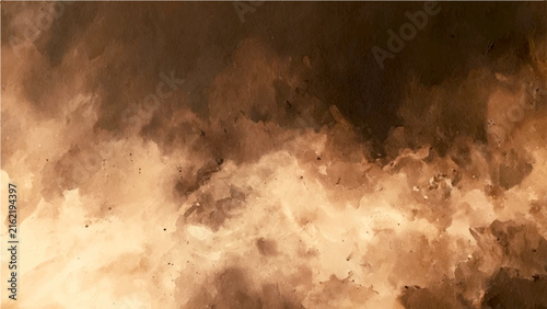 Cuadro en lienzo Abstract Watercolor inferno firestorm with glowing embers and chaotic smoke plumes creating a dramatic and intense visual effect
