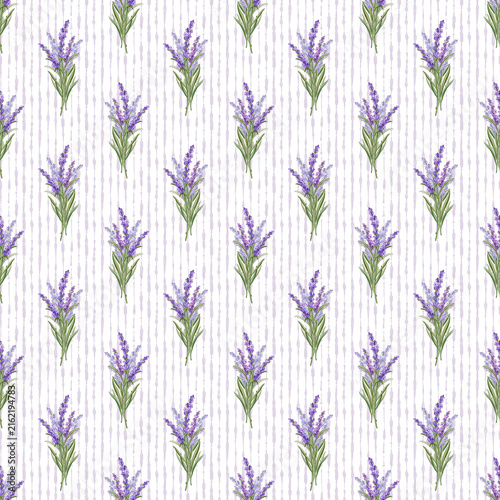 Cottagecore Floral Stripe Seamless Pattern with Vintage Botanical Flowers