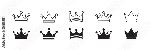 Картината върху платно Black crown icon set