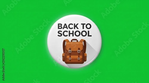 Back to School Badge with Backpack Icon on Green Screen Backgrounds 4K