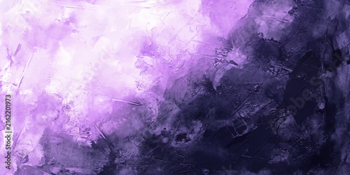 Cuadro en lienzo Abstract watercolor washes in shades of vibrant purple and deep indigo blend and swirl, creating a textured, dreamy backdrop that evokes a sense of mystery and artistic flair