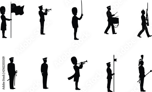 Photography Military and Ceremonial Guard Silhouettes Featuring Marching Band Members Office