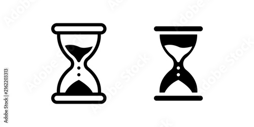 Traditional hourglass sand timer icon set for time tracking concepts